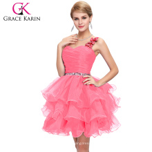 2015 Grace Karin Nuevas señoras de la manera rebordearon un vestido de coctel corto del cortocircuito del Organza del hombro CL4589-4